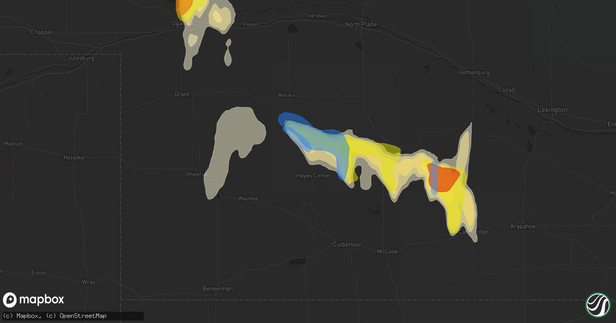 Hail map in Hayes Center, NE on September 19, 2019