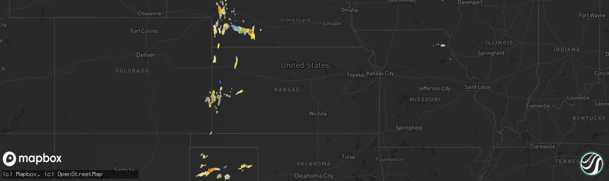 Hail map in Kansas on September 19, 2019