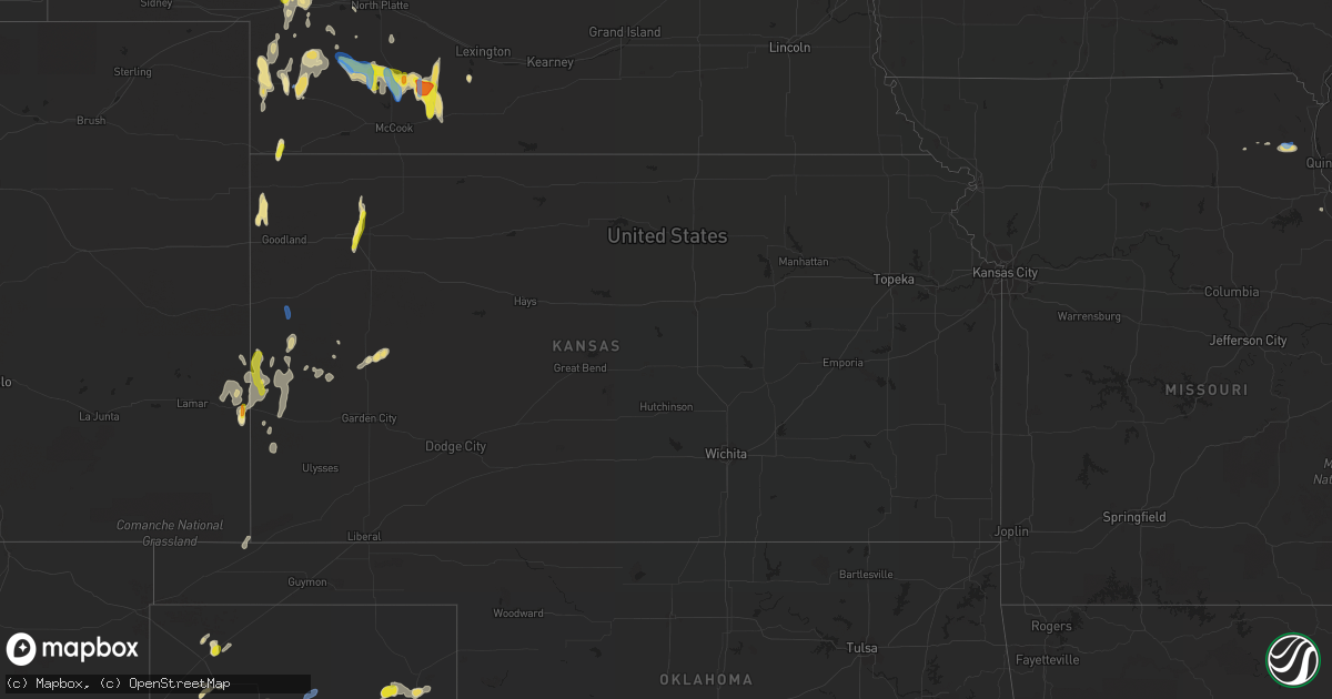 Hail map in Kansas on September 19, 2019