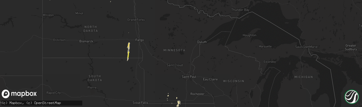 Hail map in Minnesota on September 19, 2019