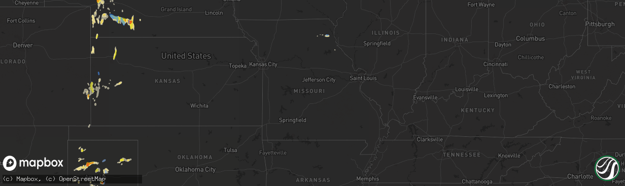 Hail map in Missouri on September 19, 2019