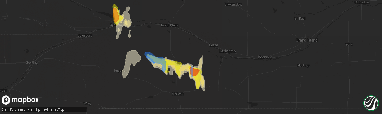 Hail map in Moorefield, NE on September 19, 2019