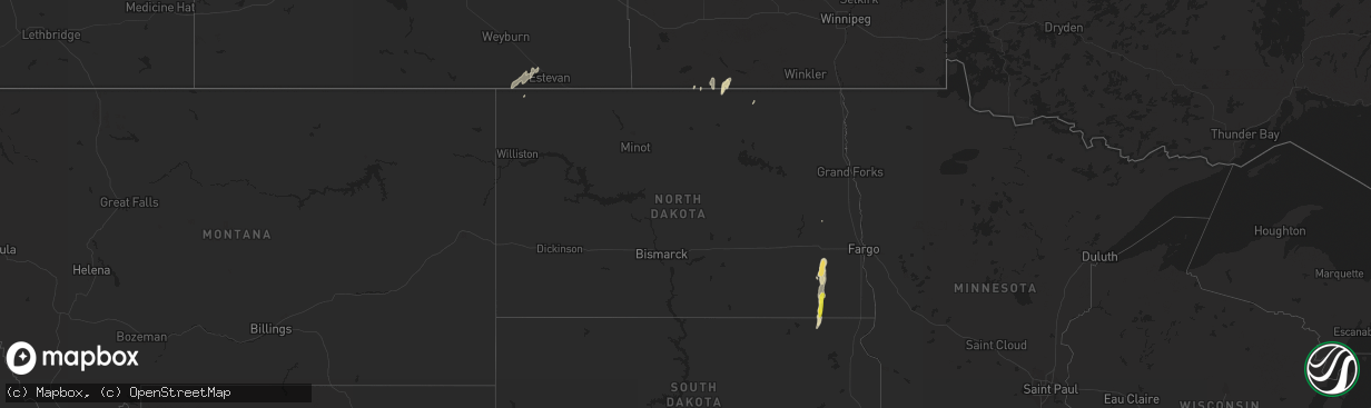 Hail map in North Dakota on September 19, 2019