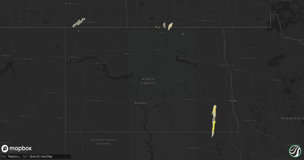 Hail map in North Dakota on September 19, 2019