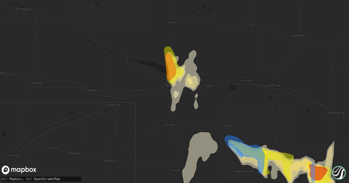 Hail map in Ogallala, NE on September 19, 2019