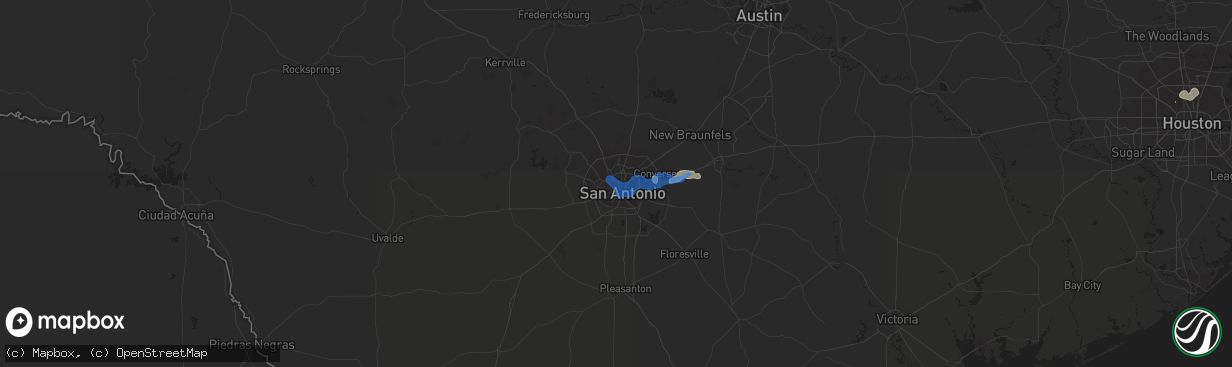 Hail map in San Antonio, TX on September 19, 2019