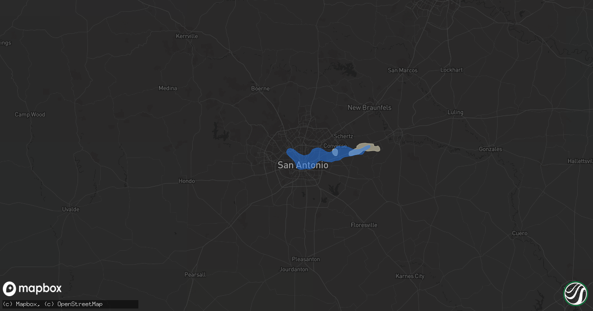 Hail map in San Antonio, TX on September 19, 2019