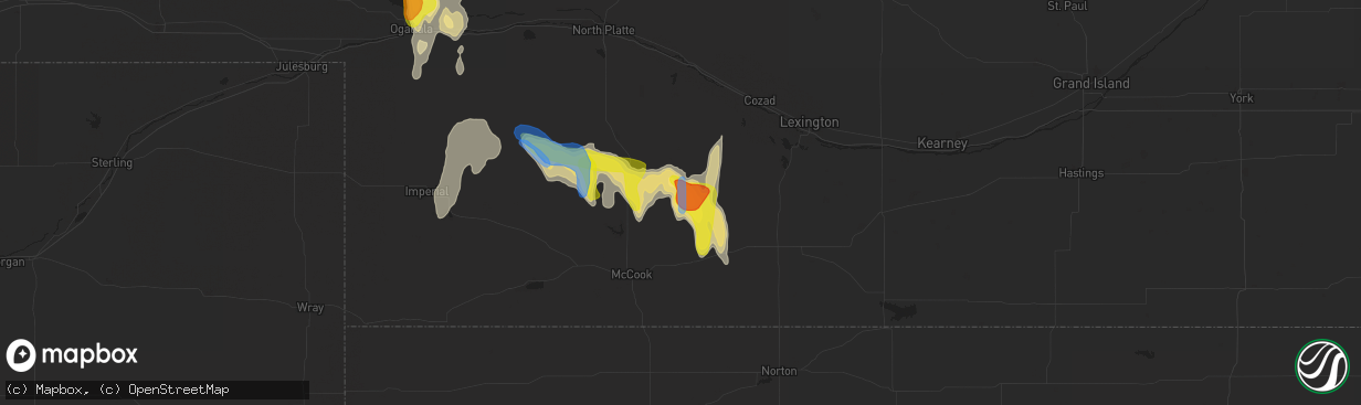 Hail map in Stockville, NE on September 19, 2019