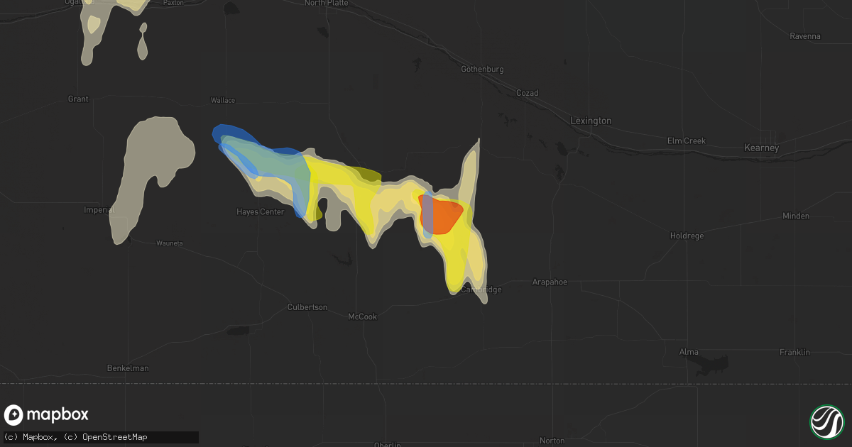 Hail map in Stockville, NE on September 19, 2019