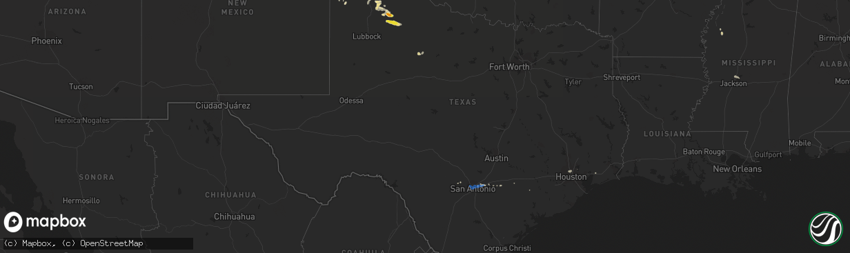 Hail map in Texas on September 19, 2019