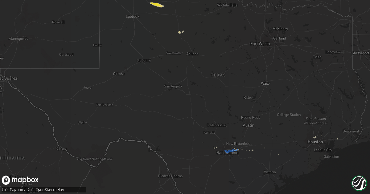 Hail map in Texas on September 19, 2019