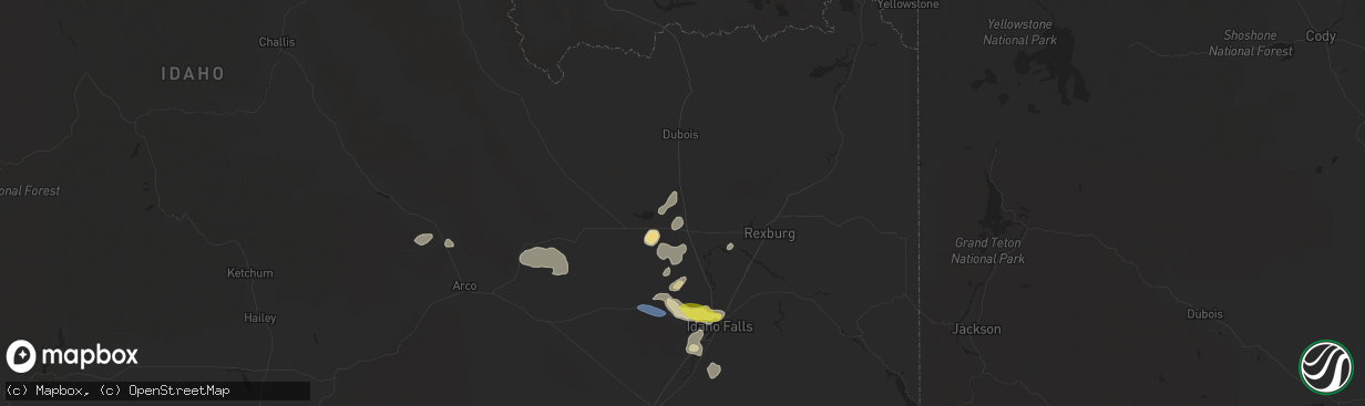 Hail map in Hamer, ID on September 19, 2020