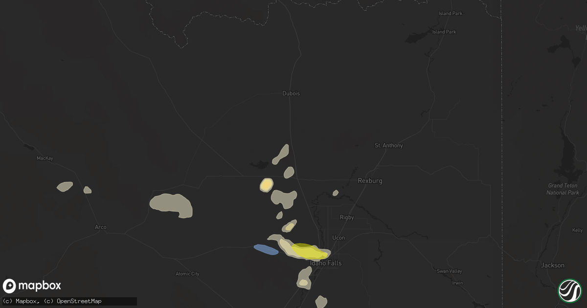 Hail map in Hamer, ID on September 19, 2020