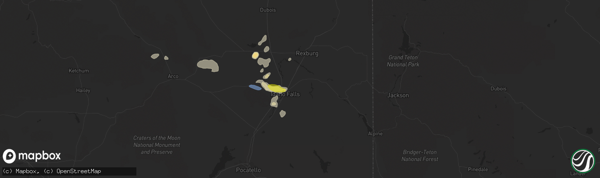 Hail map in Idaho Falls, ID on September 19, 2020