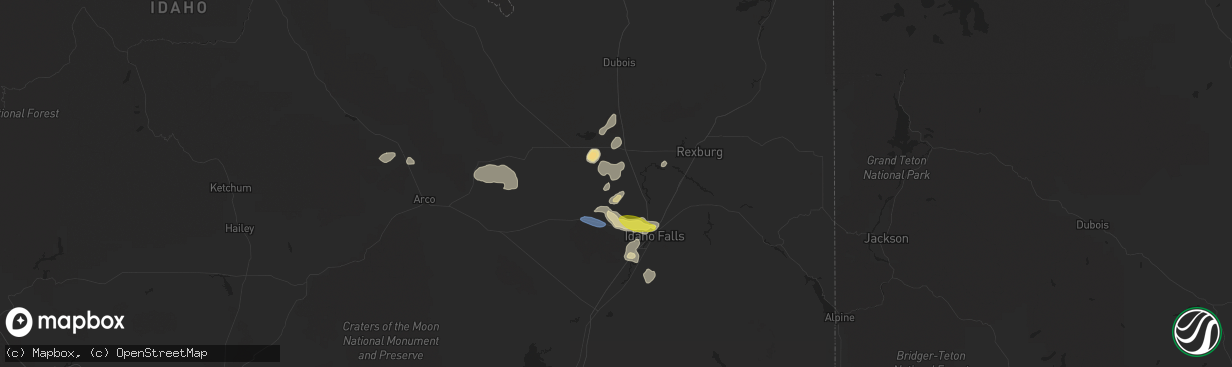 Hail map in Roberts, ID on September 19, 2020