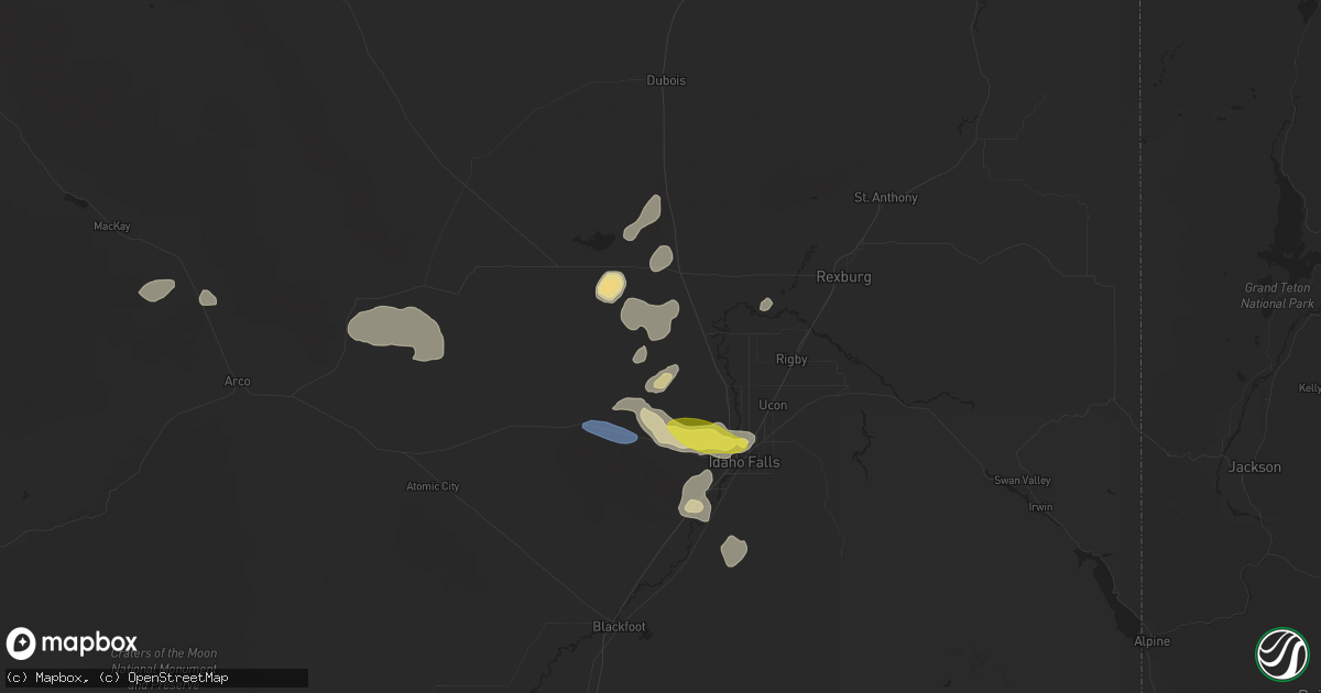 Hail map in Roberts, ID on September 19, 2020