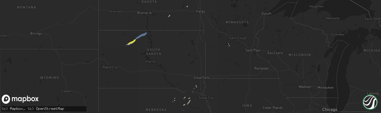 Hail map in Minnesota on September 19, 2021