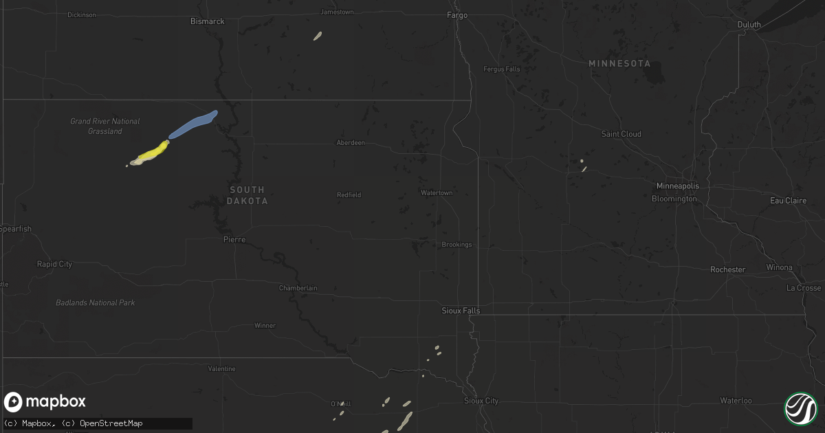 Hail map in South Dakota on September 19, 2021