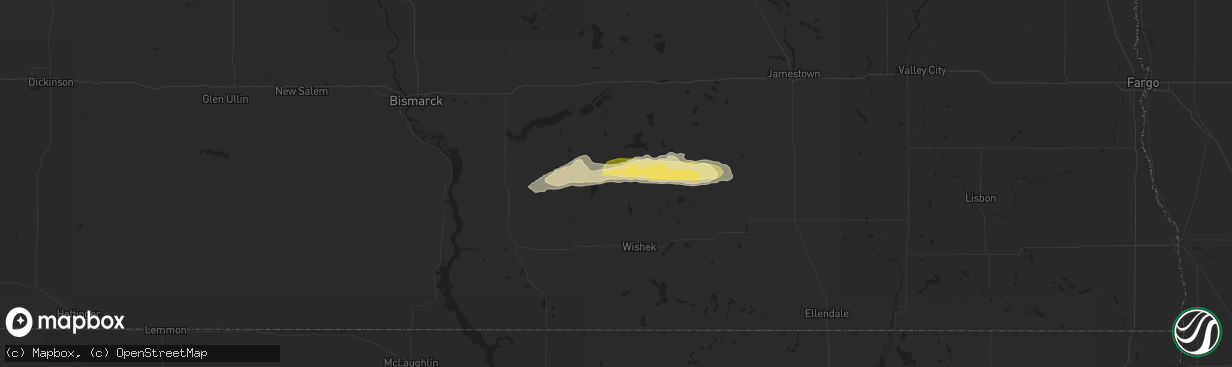 Hail map in Napoleon, ND on September 19, 2022