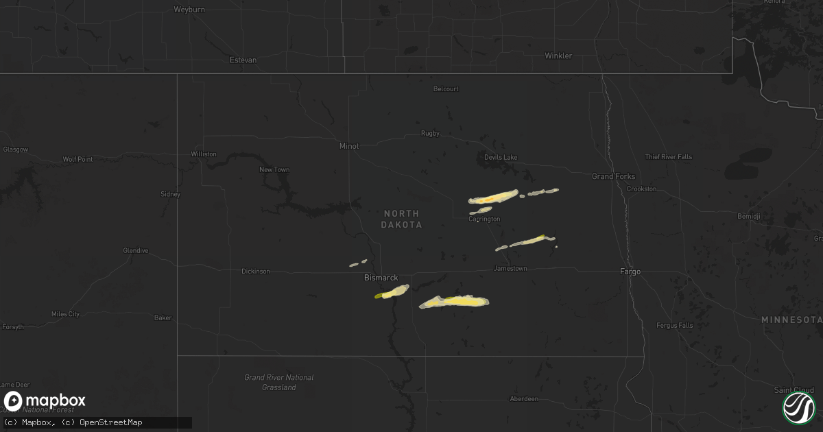 Hail map in North Dakota on September 19, 2022