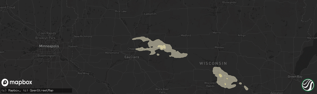 Hail map in Stanley, WI on September 19, 2022