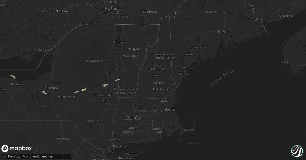 Hail map in Vermont on September 19, 2022