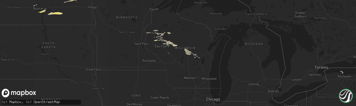 Hail map in Wisconsin on September 19, 2022
