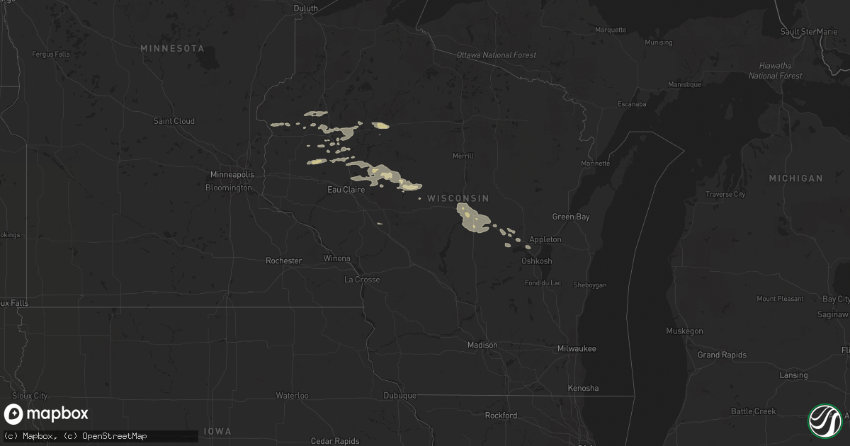 Hail map in Wisconsin on September 19, 2022