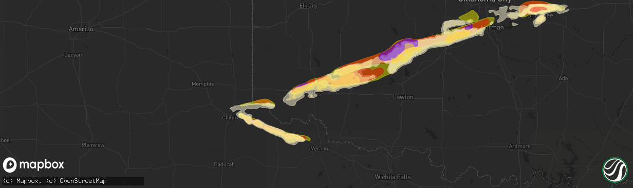 Hail map in Altus, OK on September 19, 2023