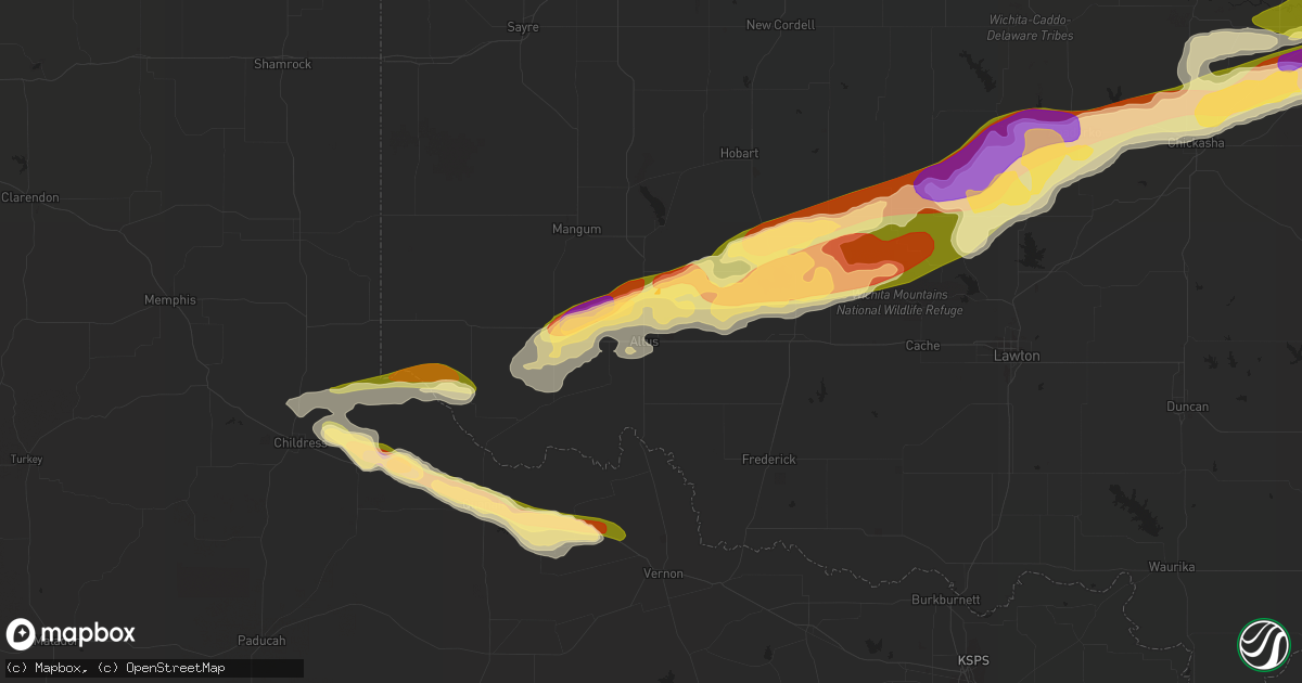 Hail map in Altus, OK on September 19, 2023