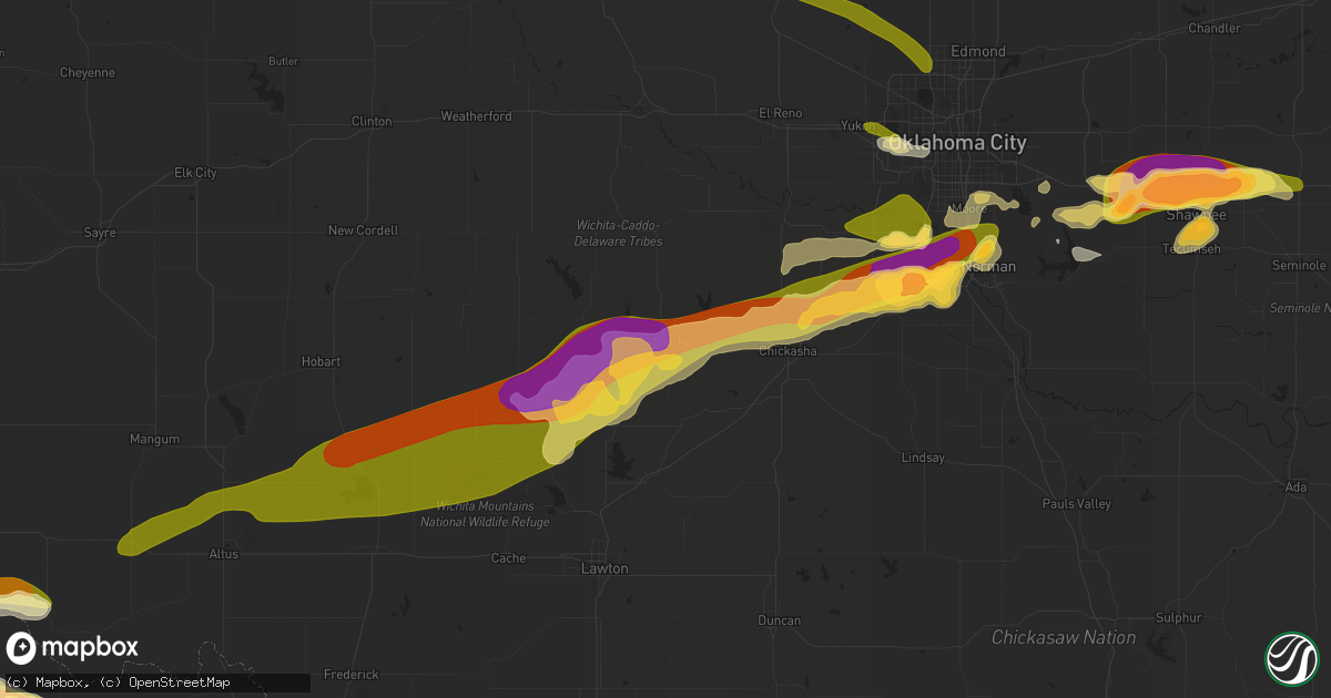 Hail map in Anadarko, OK on September 19, 2023