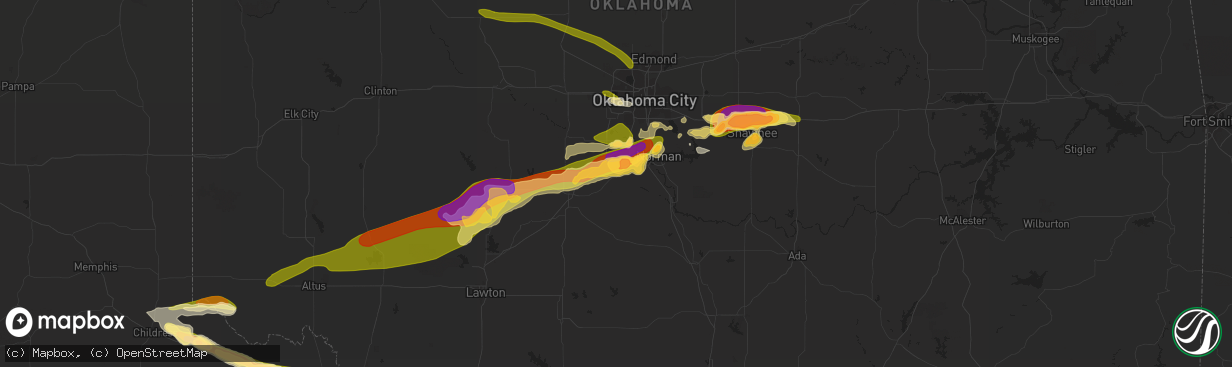 Hail map in Blanchard, OK on September 19, 2023