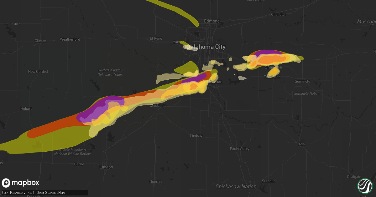 Hail map in Blanchard, OK on September 19, 2023