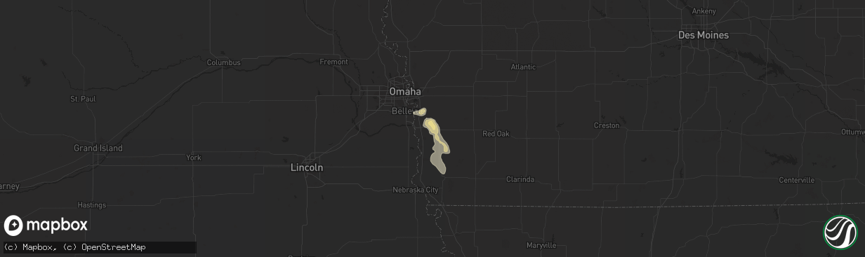 Hail map in Glenwood, IA on September 19, 2023