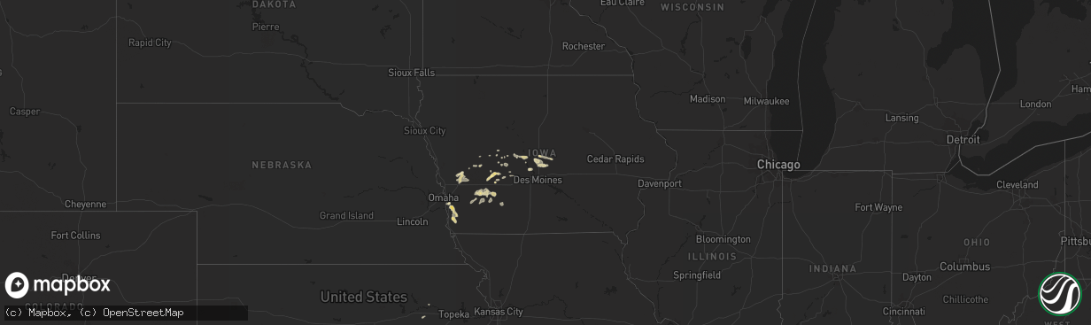 Hail map in Iowa on September 19, 2023
