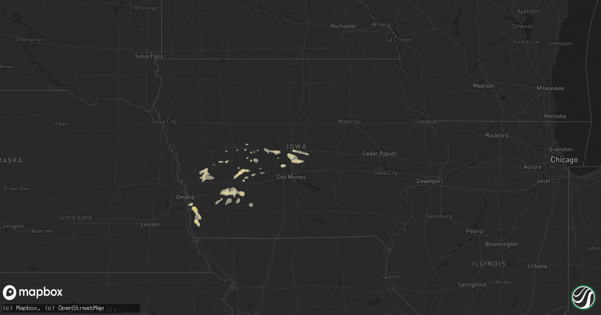 Hail map in Iowa on September 19, 2023