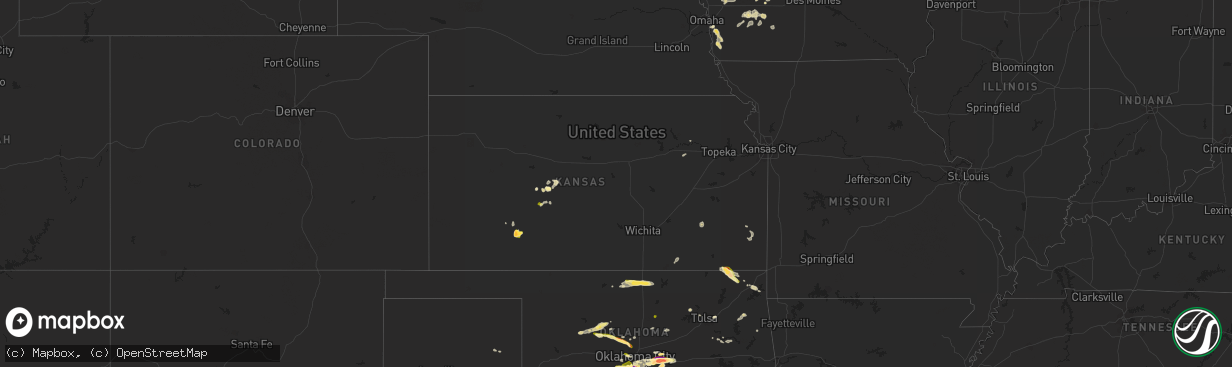 Hail map in Kansas on September 19, 2023