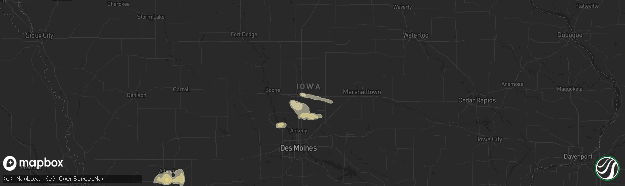 Hail map in Nevada, IA on September 19, 2023