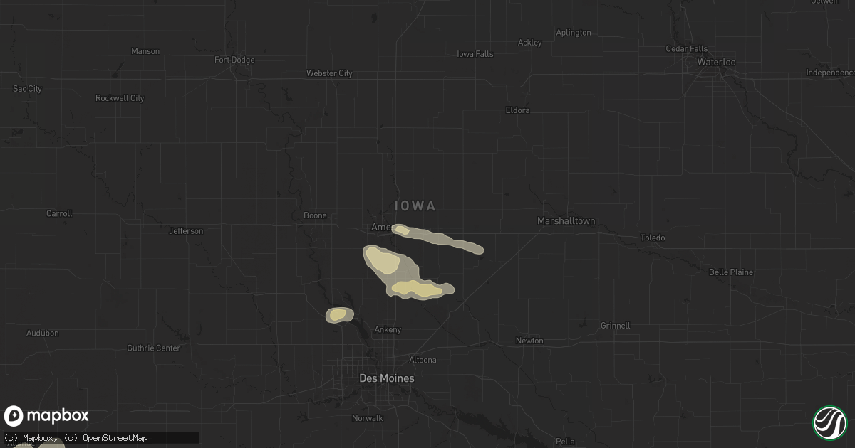 Hail map in Nevada, IA on September 19, 2023