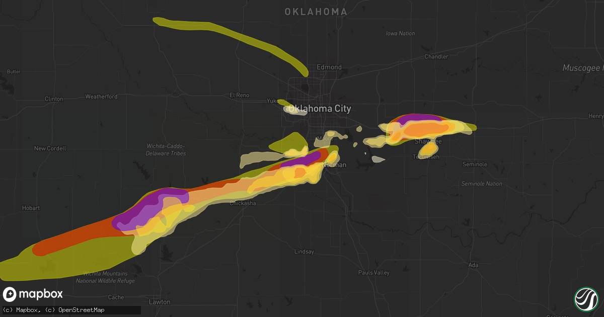 Hail map in Newcastle, OK on September 19, 2023