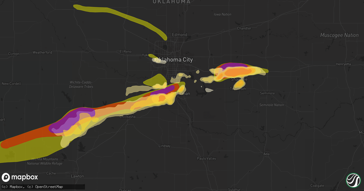 Hail map in Norman, OK on September 19, 2023