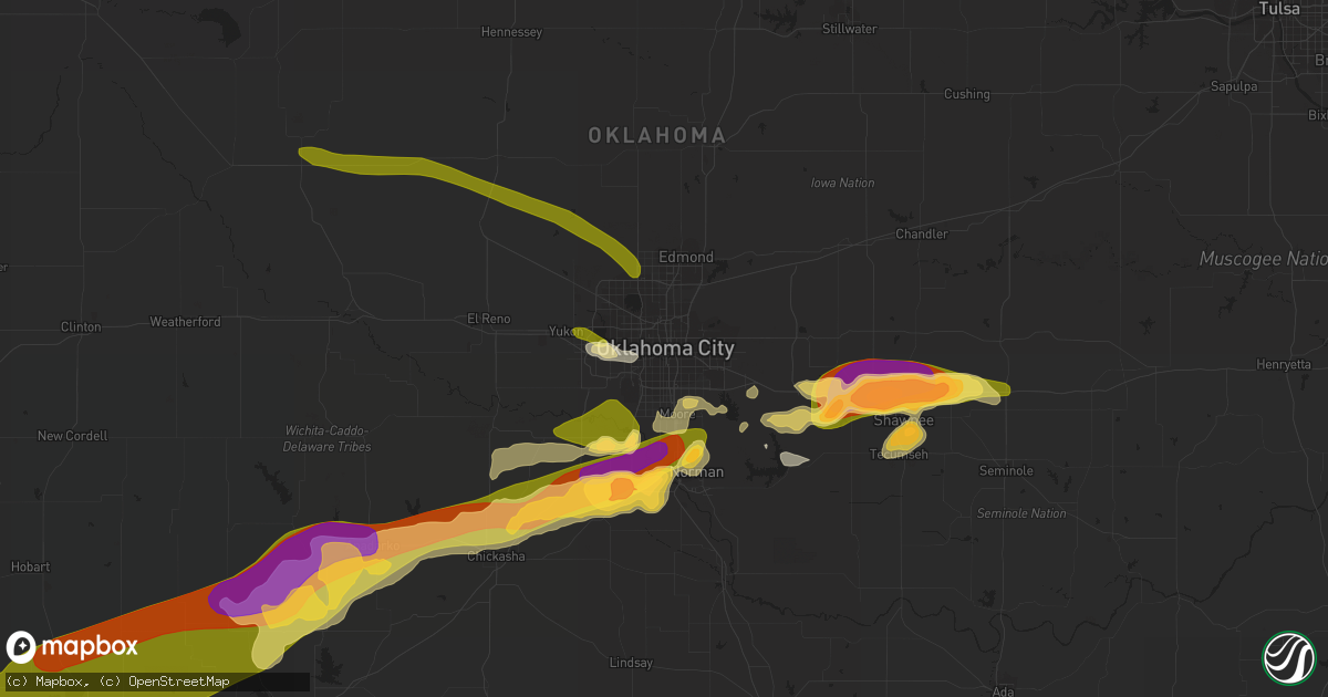Hail map in Oklahoma City, OK on September 19, 2023