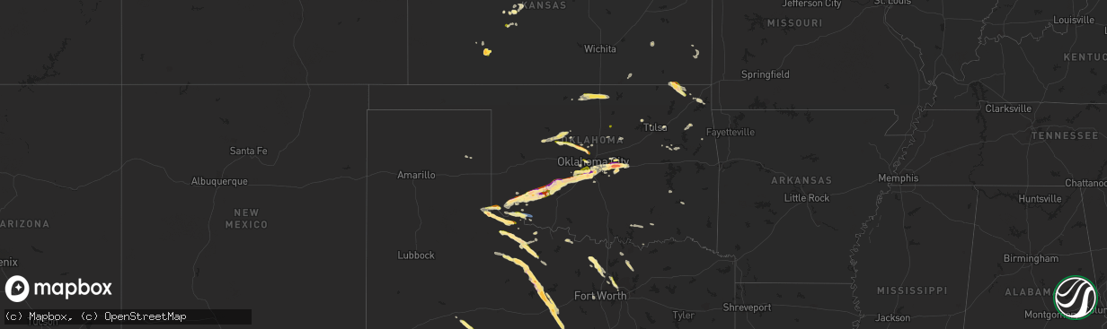 Hail map in Oklahoma on September 19, 2023