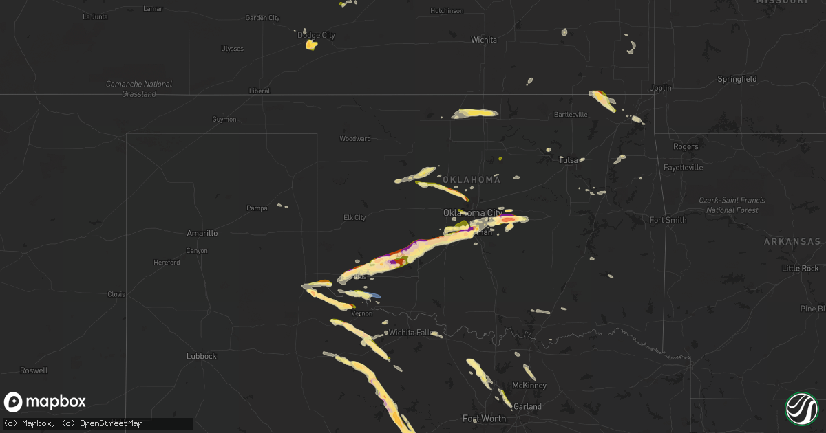 Hail map in Oklahoma on September 19, 2023