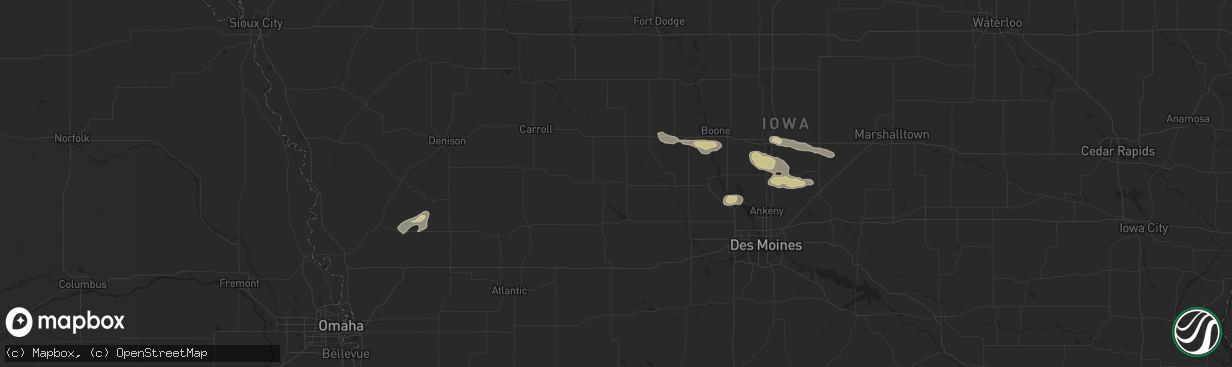 Hail map in Panama, IA on September 19, 2023