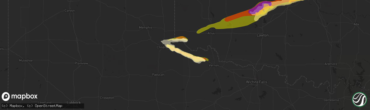 Hail map in Quanah, TX on September 19, 2023