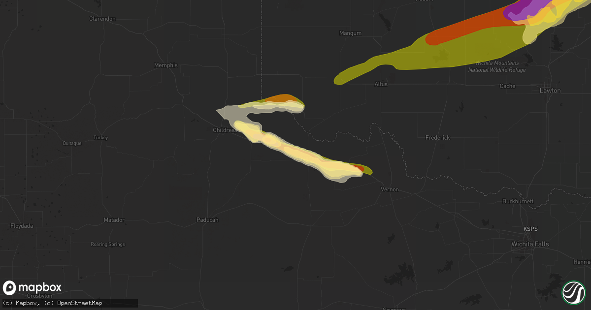Hail map in Quanah, TX on September 19, 2023