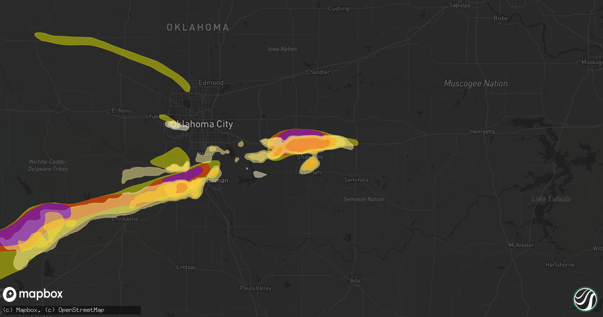 Hail map in Shawnee, OK on September 19, 2023