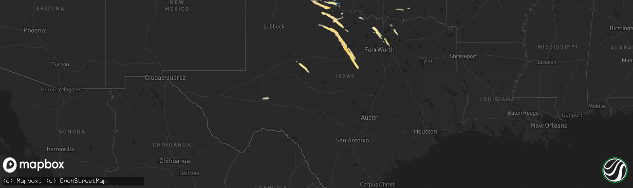 Hail map in Texas on September 19, 2023