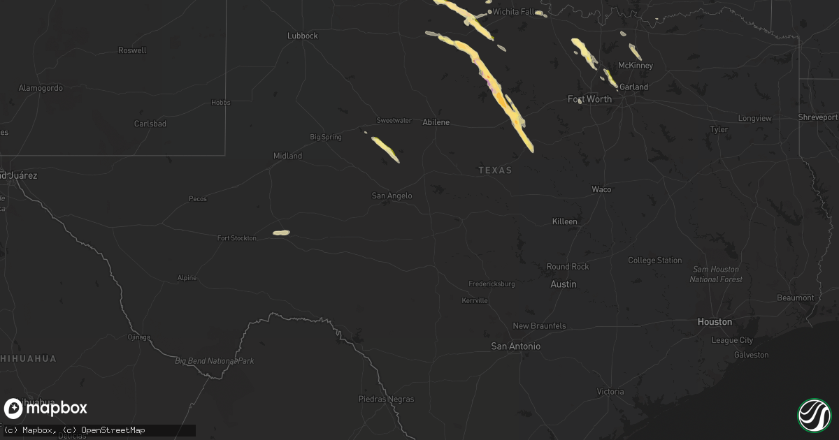 Hail map in Texas on September 19, 2023